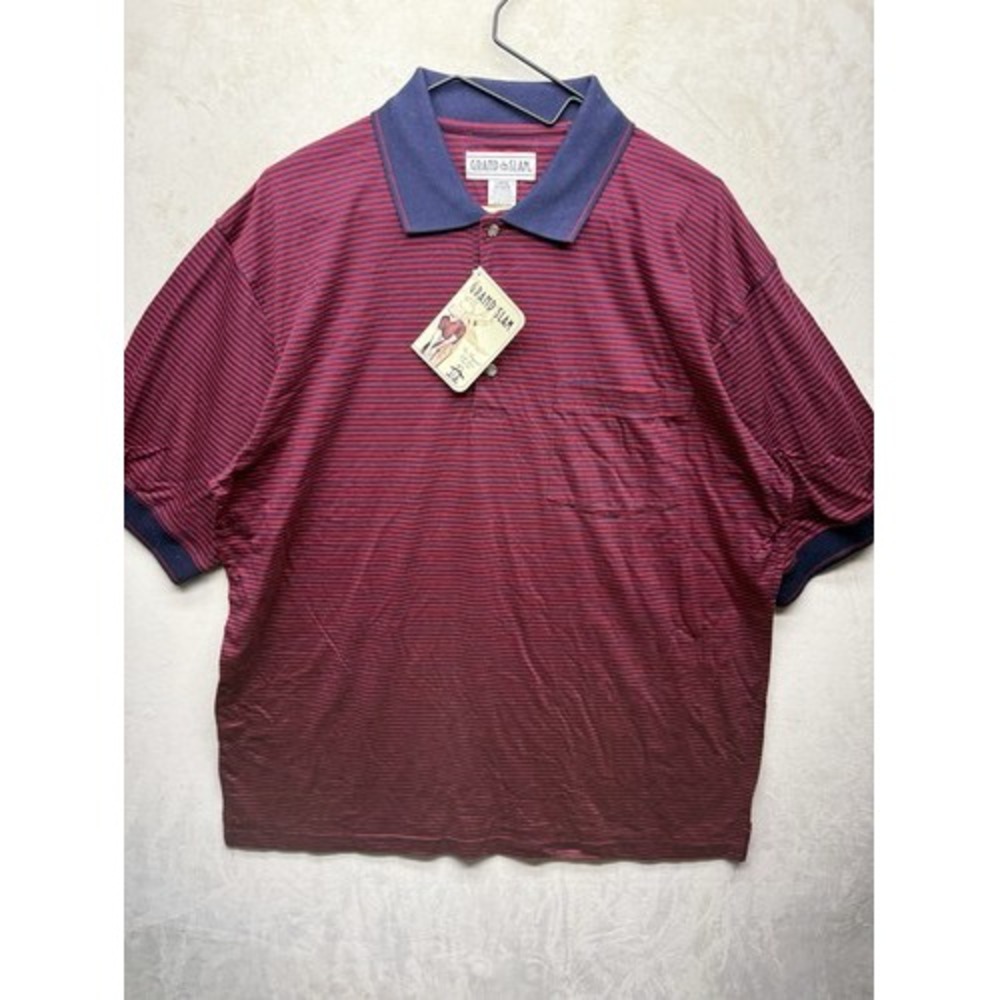 Vintage Grand Slam Polo Shirt Men's Large Striped Short Sleeve NWT Deadstock VTG
